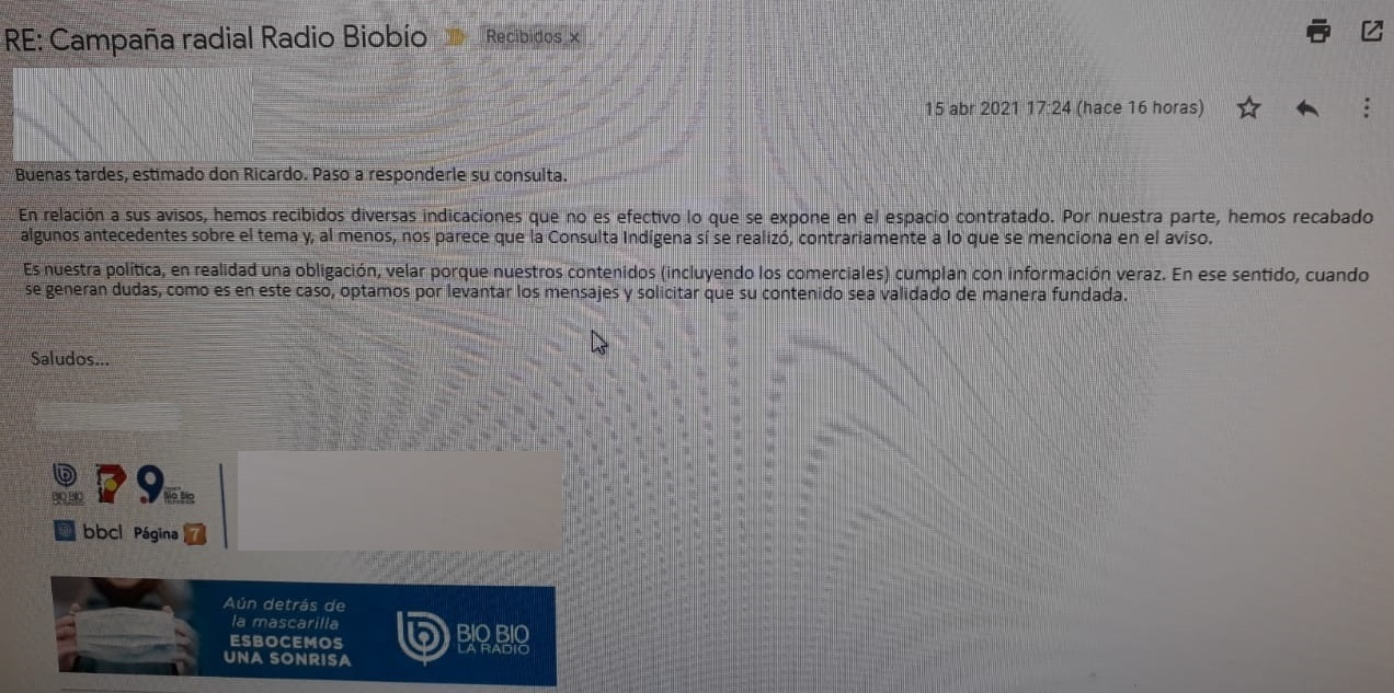E-mail de Radio Biobío